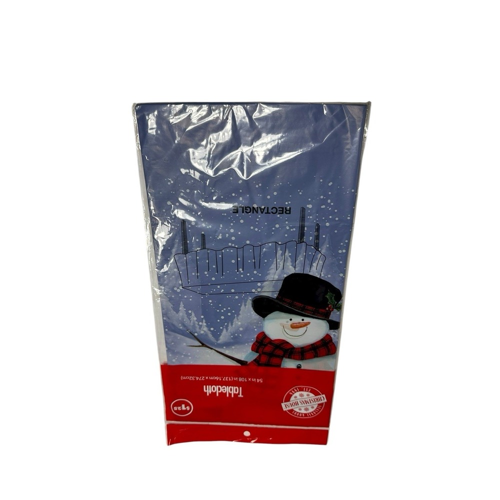 LOT OF 2 christmas house plastic table cover 54x108 inches‎ rectangle snowman